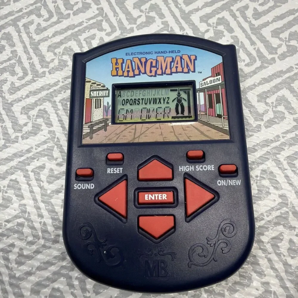 Vintage 1995 Milton Bradley Hangman Handheld Game, Electronic Tested New Battery